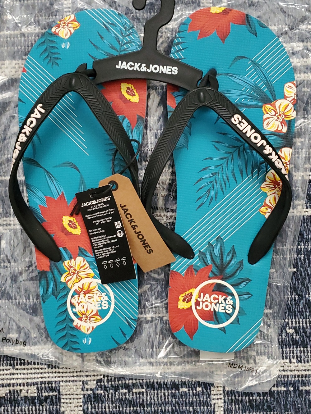 Jack & Jones Mens Tropical Floral Flip Flops